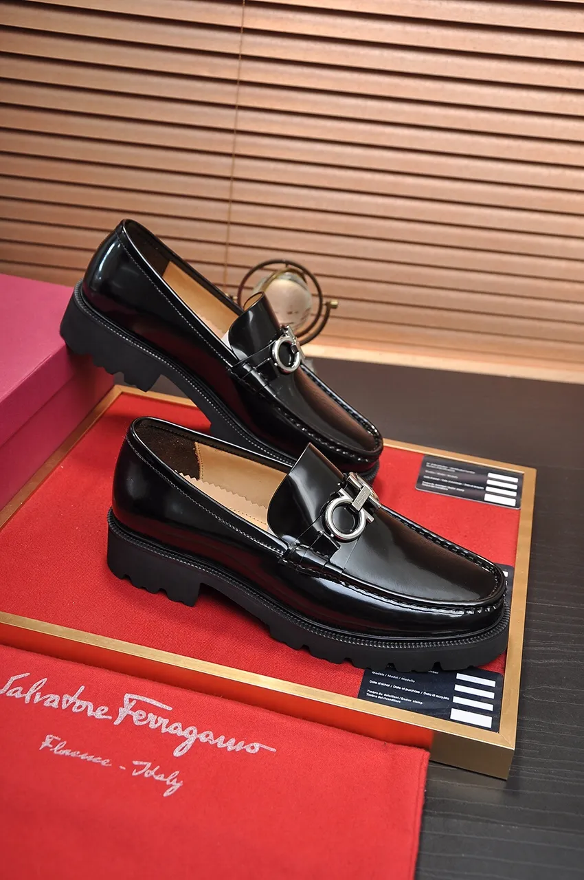 Men's men's shoes 💰540💶[Ferragamo/Ferragamo] (high-end Niuli) New 🍀 Ferragamo* - top version Ferragamo's classic formal leather shoes! Made of imported original cowhide, the inner top layer is comfortable cowhide lining! Original wear-resistant rubber outsole! High quality products! Code number 38-45 (45 customized)